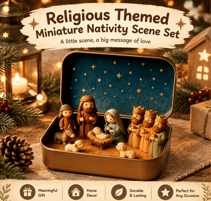 🔥Last Day 49% OFF - ✝️ Religious Pocket-Size Mini Nativity Scene Set with Storage Box