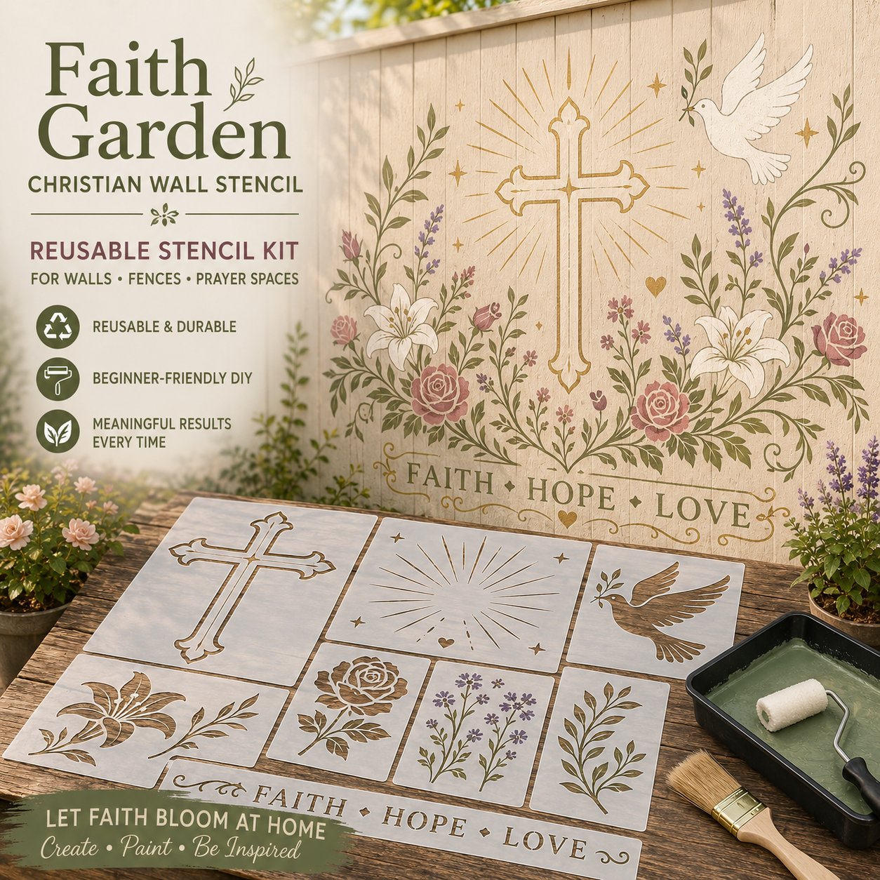 💥 LAST DAY 49% OFF – 🌿 Garden Wall Stencil™ Collection | 9 Reusable Mural Designs for Walls, Fences, Porches & Creative Outdoor Makeovers 🎨✨