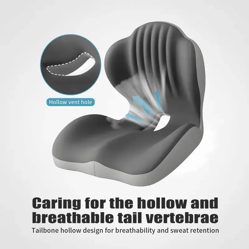 Ergonomic Memory Foam Seat Cushion with Lumbar & Back Support, Relieves Back Pain,Reduces Pressure