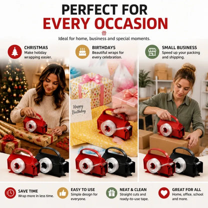 2-in-1 Wrapping Paper Cutter & Tape Dispenser - Faster Gift Wrapping Tool