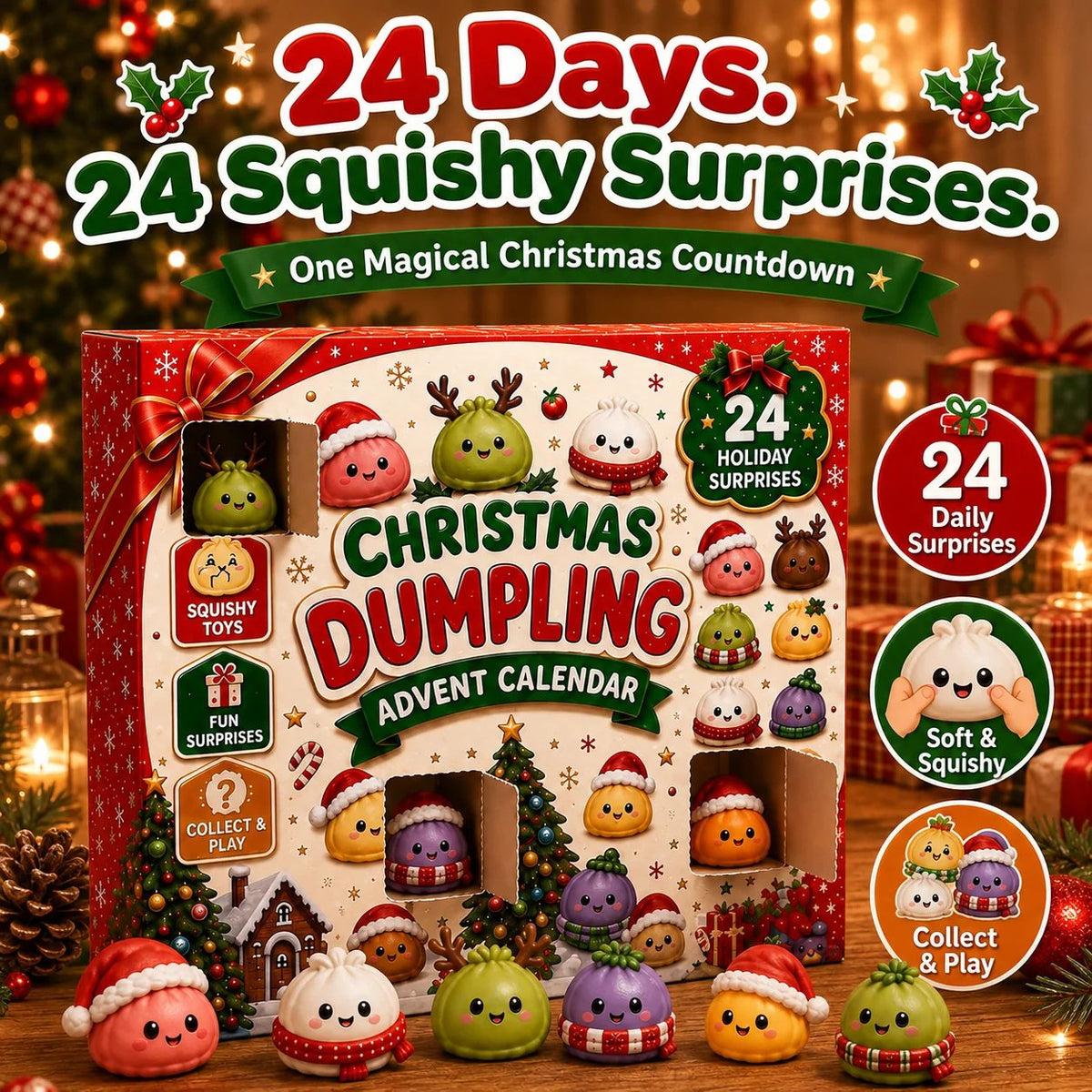 🎅 CHRISTMAS SPECIAL | 24 Days of Mini Squishies – Cute 2026 Advent Calendar with Daily Dumpling