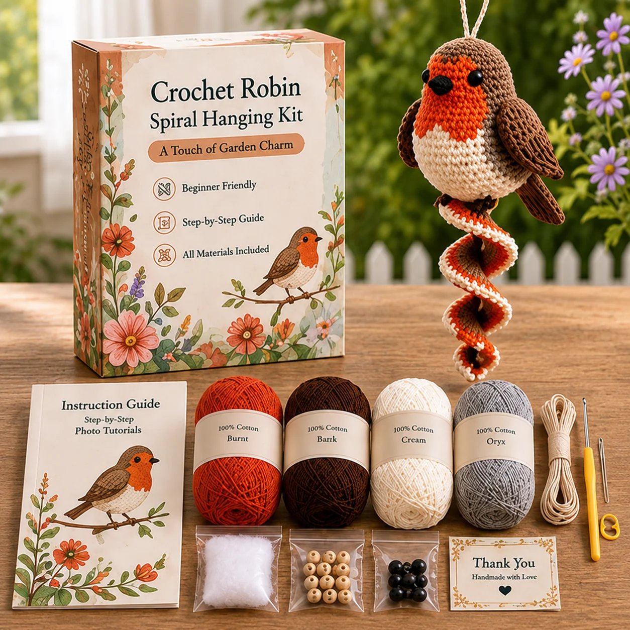 🔥LAST DAY 49% OFF - 🎁Crochet Spiral Hanging Kit – Beginner-Friendly DIY Garden Animal Decor 🧶🌿