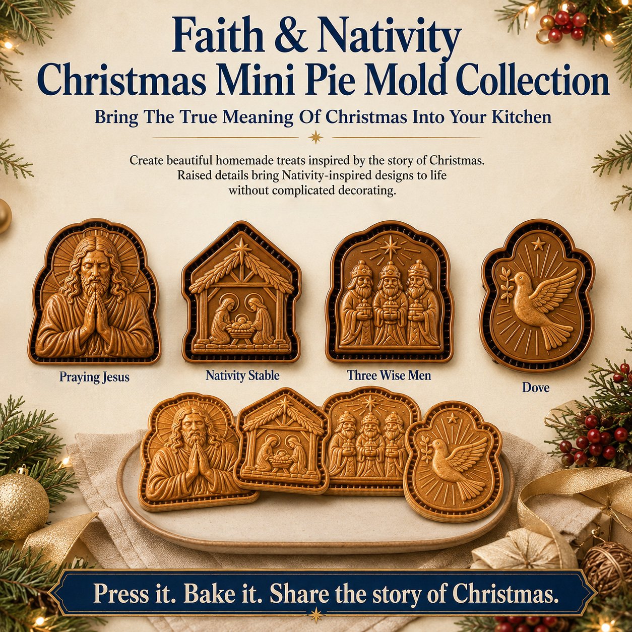 ✝️Faith & Nativity Christmas Mini Pie Mold Collection🥧✨