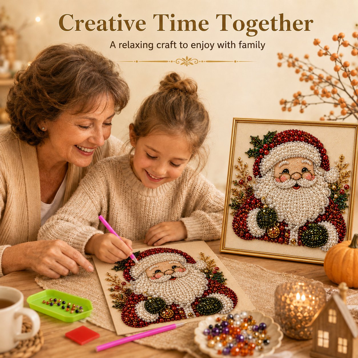 🎅Relaxing & Beginner-Friendly -DIY Christmas Pearl Diamond Painting Art Kit