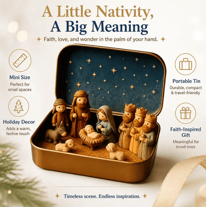 🔥Last Day 49% OFF - ✝️ Religious Pocket-Size Mini Nativity Scene Set with Storage Box