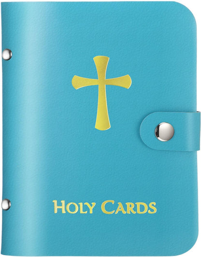 ✝️🎁Catholic Genuine Leather Holy Card Holder - Pocket Prayer Card Organizer with Snap Closure