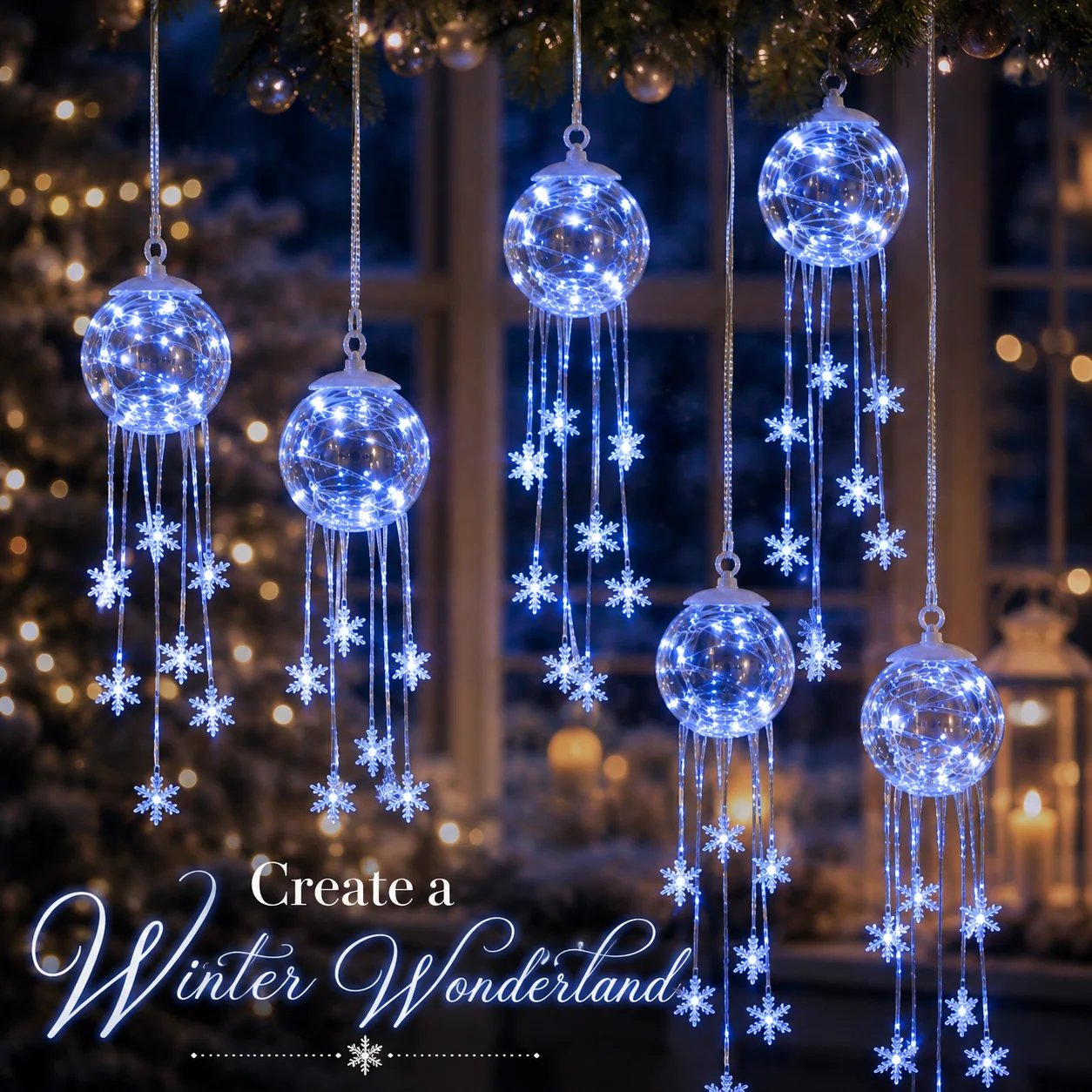 ❄️Winter Magic Snowflake Cascade – LED Hanging Christmas Ornament💙