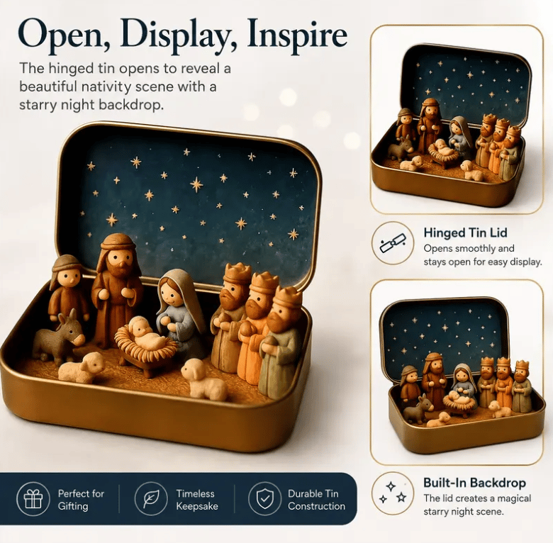 🔥Last Day 49% OFF - ✝️ Religious Pocket-Size Mini Nativity Scene Set with Storage Box
