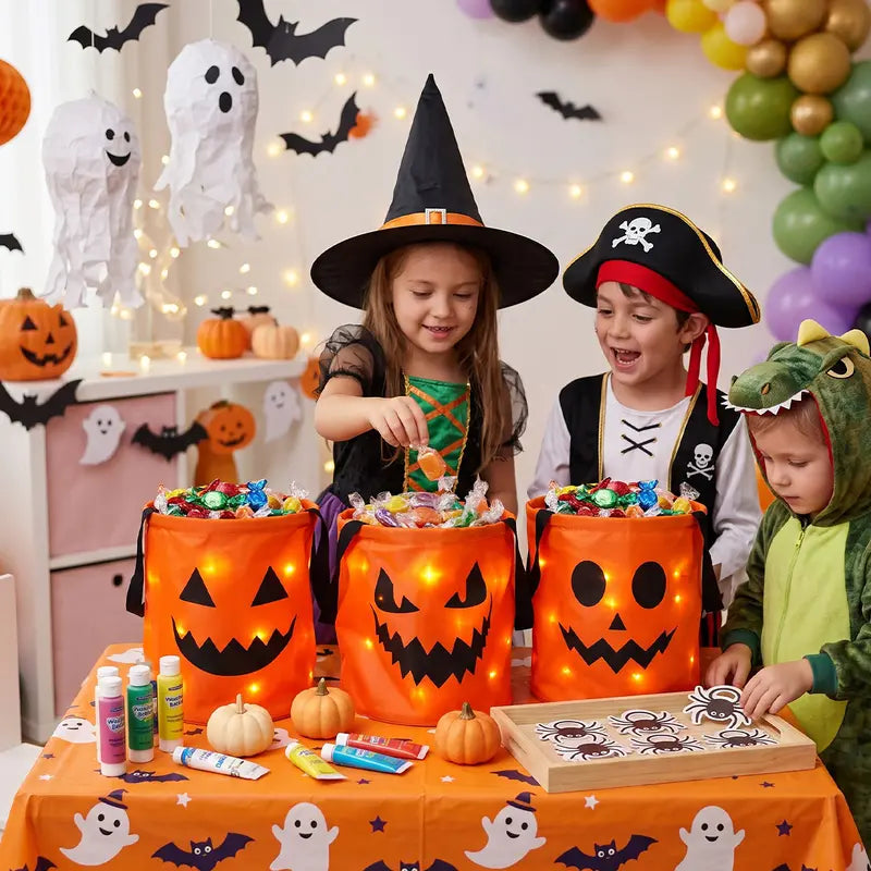 🎃Light Up the Night! 3-Piece LED Halloween Candy Bucket Set👻