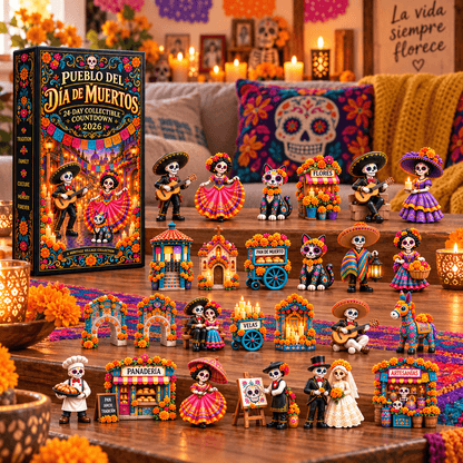 Pueblo del Día de Muertos 2026- 24-Day Day of the Dead Collectible Countdown Calendar with 24 Unique Miniatures