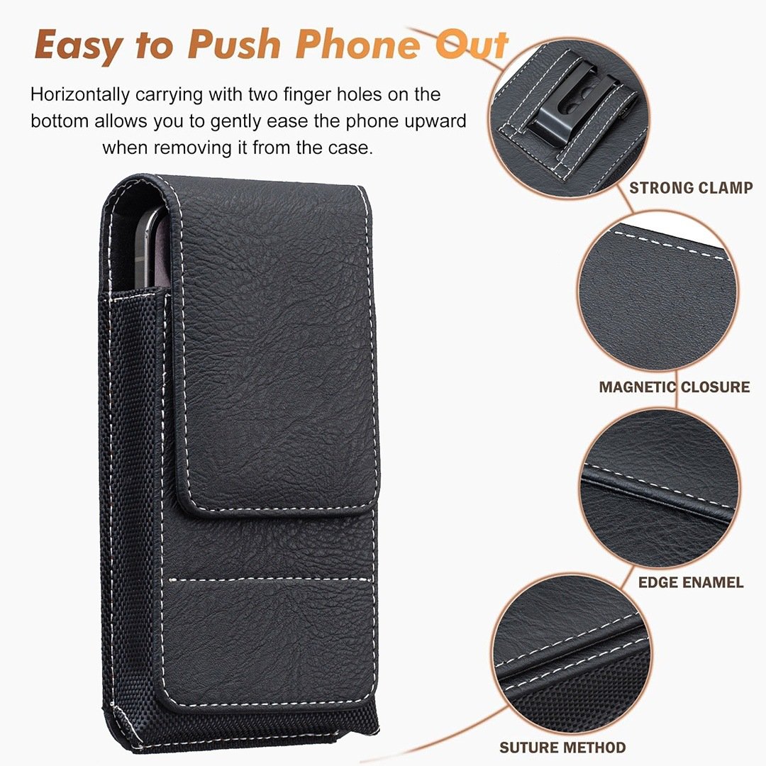 ⚡Big Discount | Waist Belt Cell Phone Pouch 📱 Multi-Pocket Leather Holster with Card Holder