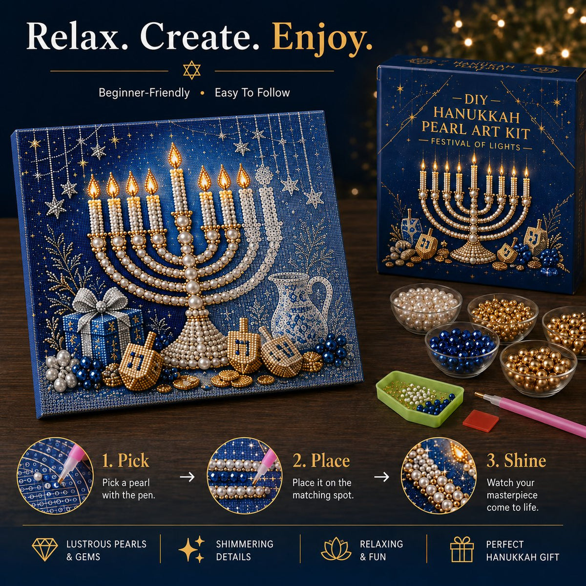🎁Last Day 49% OFF - 🕎✨DIY Hanukkah Pearl Art Kit