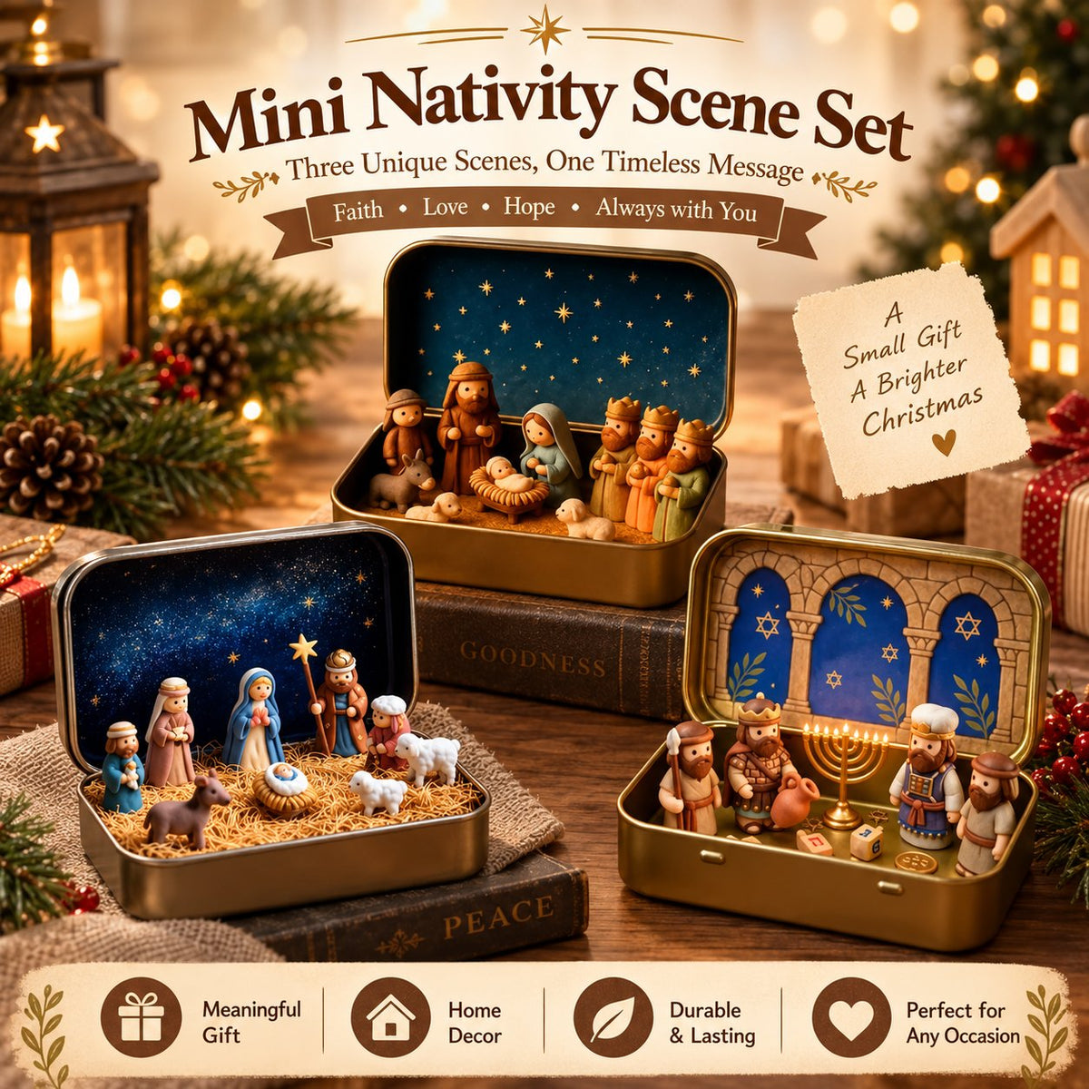 🔥Last Day 49% OFF - ✝️ Religious Pocket-Size Mini Nativity Scene Set with Storage Box