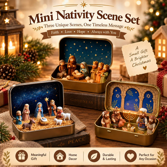 🔥Last Day 49% OFF - ✝️ Religious Pocket-Size Mini Nativity Scene Set with Storage Box