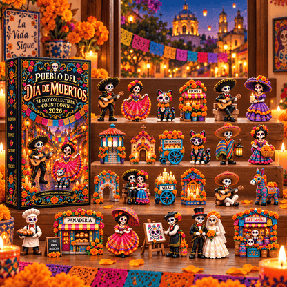 Pueblo del Día de Muertos 2026- 24-Day Day of the Dead Collectible Countdown Calendar with 24 Unique Miniatures