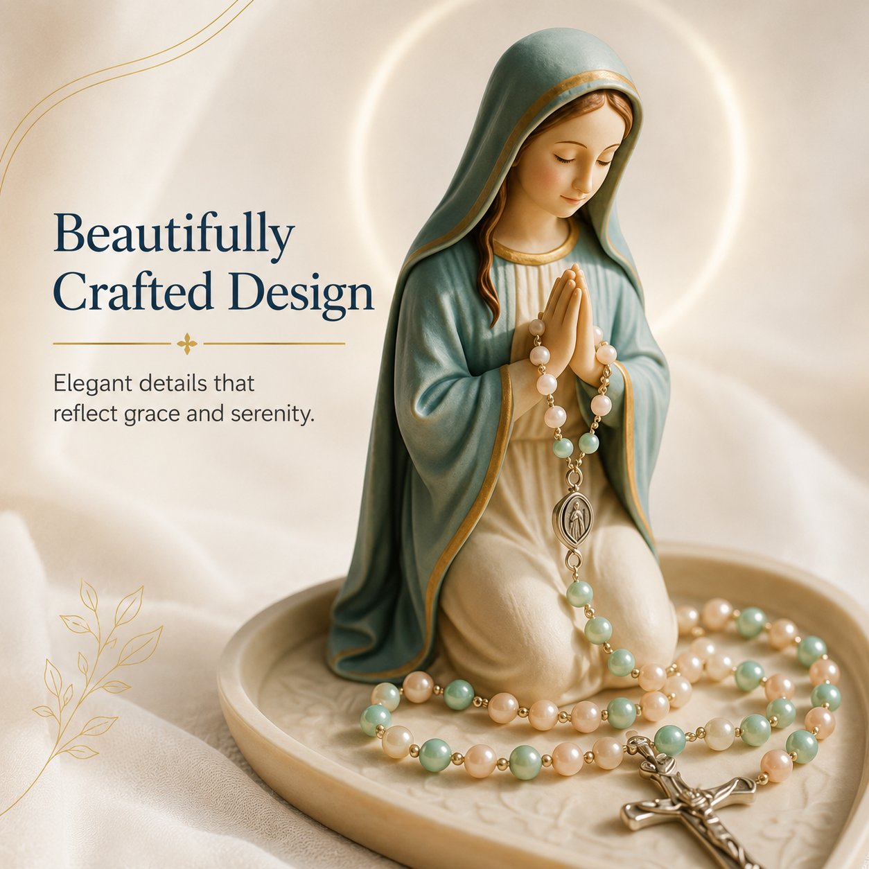✝️Last Day 50% OFF - Graceful Faith Virgin Mary Ceramic Rosary Holder Keepsake Tray