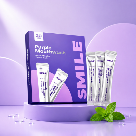 Purple Mint Mouthwash Sachets AlcoholFree Travel Fresh Breath Rinse 20 Pack