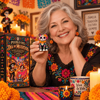 Pueblo del Día de Muertos 2026- 24-Day Day of the Dead Collectible Countdown Calendar with 24 Unique Miniatures