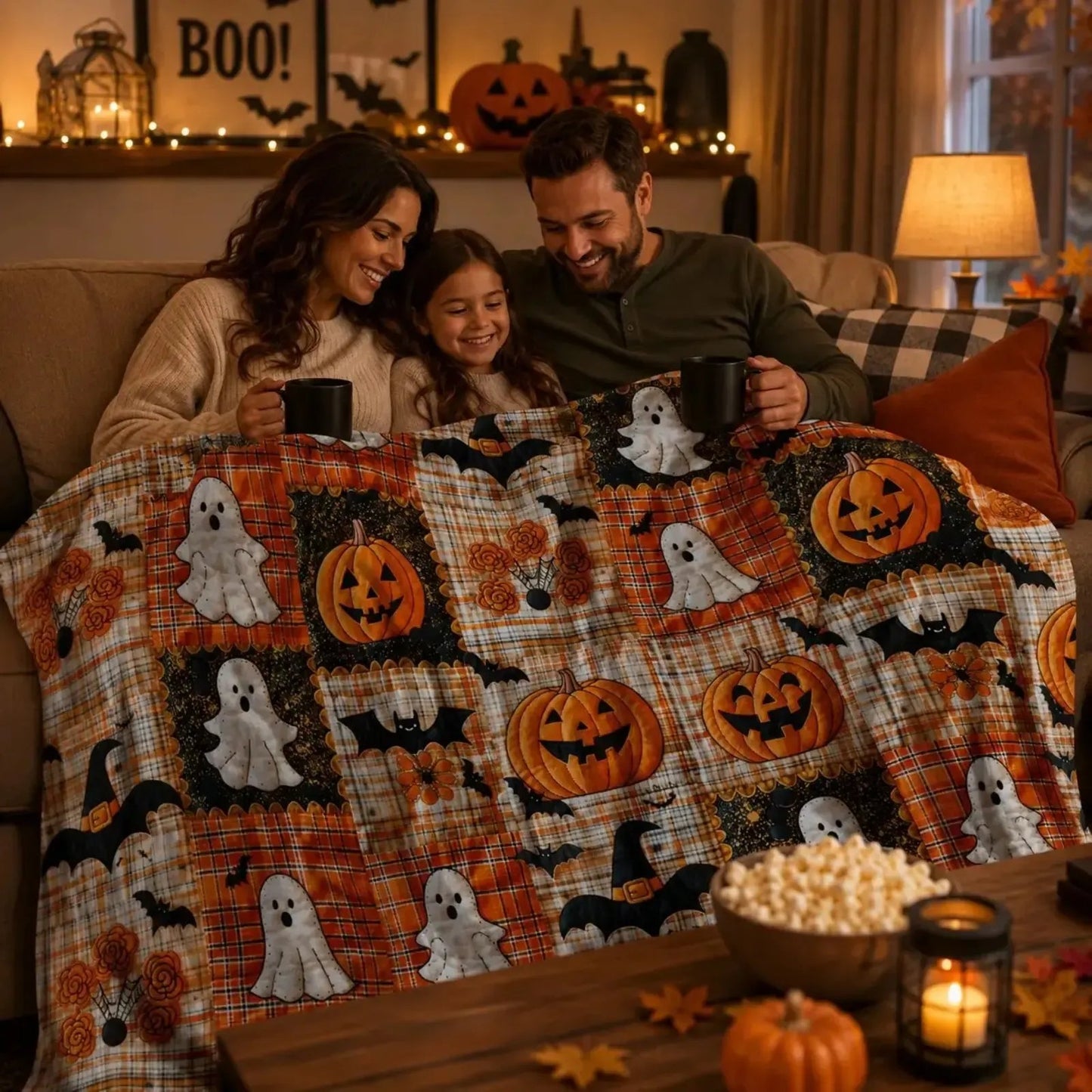 🎃🔥Halloween Pumpkin & Bat Flannel Throw Blanket, Soft Lightweight Cozy Blanket for Sofa & Bed✨