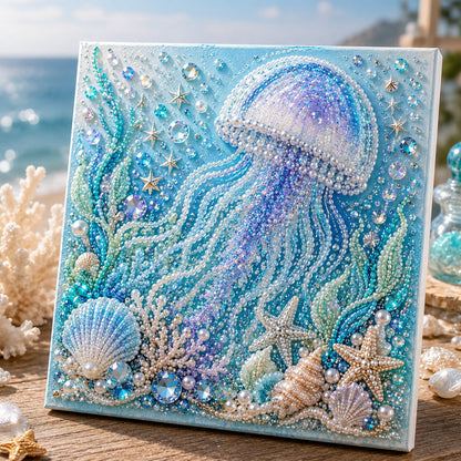 Ocean Theme Pearl Art DIY Kit I 3D Sparkling Coastal Wall Decor