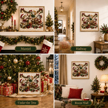 🎄🐾LAST DAY 49% OFF - Premium 3D Pearl Christmas Kitty Art Kit I Luxury Flocked Canvas with Scratch-Resistant Non-Fading Pearl Beads DIY Holiday Decor🎅🐱❄️