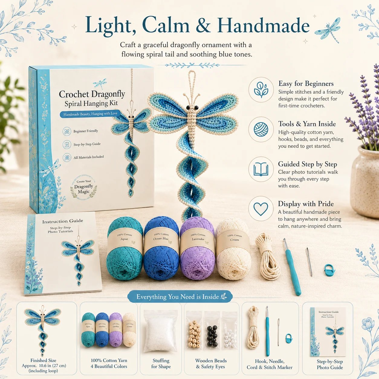 🔥LAST DAY 49% OFF - 🎁Crochet Spiral Hanging Kit – Beginner-Friendly DIY Garden Animal Decor 🧶🌿