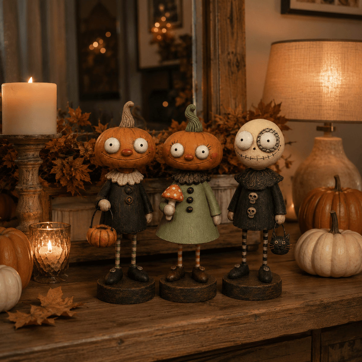 🎃Primitive Pumpkin Friends Vintage Halloween Figurines Collection