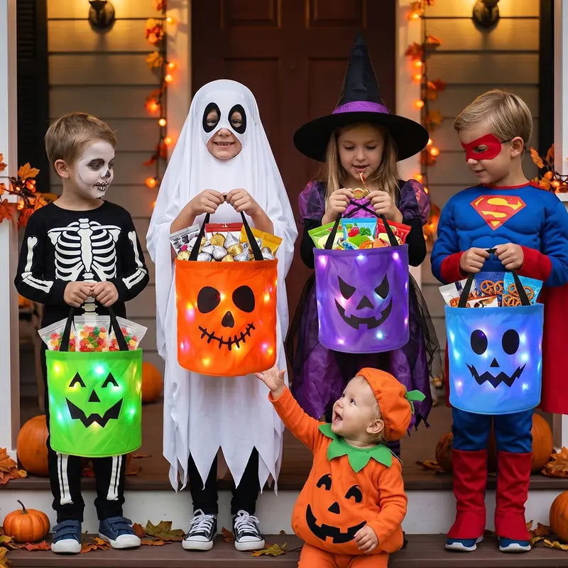 🎃Light Up the Night! 3-Piece LED Halloween Candy Bucket Set👻