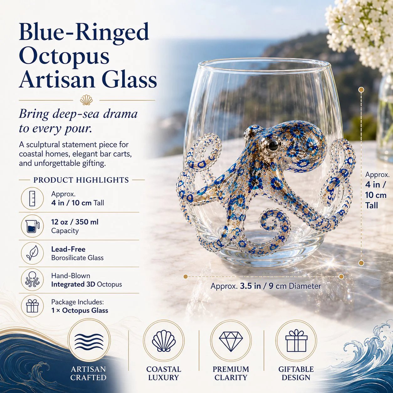 Last Day Promotion: The Perfect Beach House Gift 3d Ocean Animal Artisan Glassware