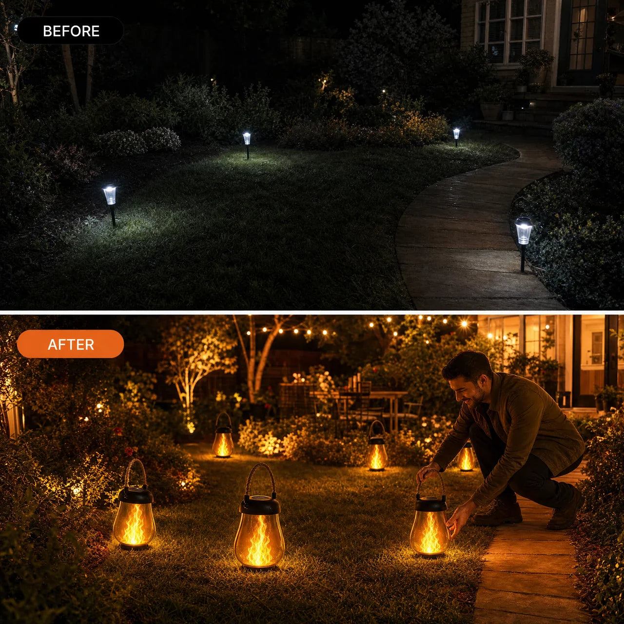 ✨TRANSFORM YOUR PATIO WITH WARM, FLICKERING SOLAR FLAME LANTERNS
