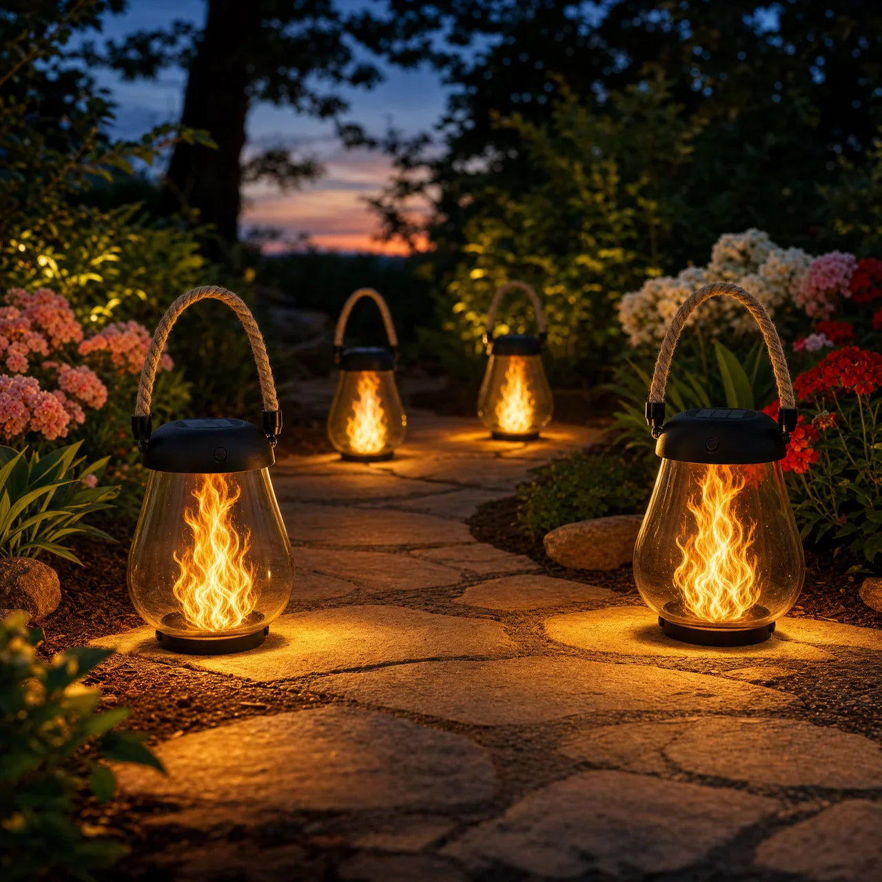 ✨TRANSFORM YOUR PATIO WITH WARM, FLICKERING SOLAR FLAME LANTERNS