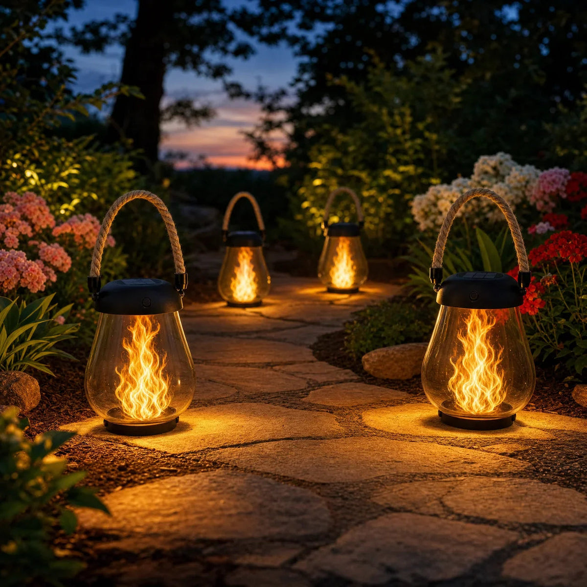 ✨TRANSFORM YOUR PATIO WITH WARM, FLICKERING SOLAR FLAME LANTERNS