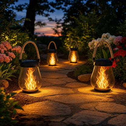 ✨TRANSFORM YOUR PATIO WITH WARM, FLICKERING SOLAR FLAME LANTERNS