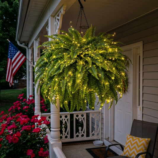 💛Glowing Boston Ferns with Lights - 🌿Zero Watering, Zero Maintenance