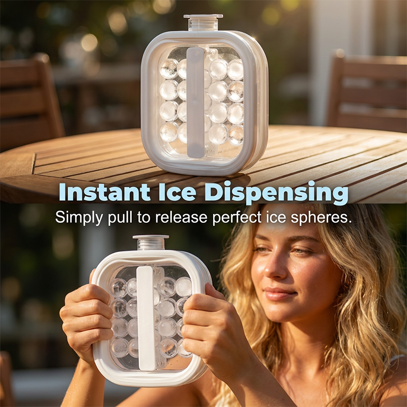 Portable Silicone Ice BallMaker BottleFreeze,Store & Release Perfect IceBalls with Ease